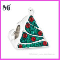 Holiday cheer customize jewelry sterling silver Christmas tree bead with shiny crystals